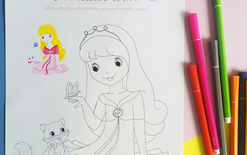 Coloriage La Princesse Et Le Petit Chat Avec Modele Momes Net Coloriage La Princesse Et Le Petit Chat Avec Modele Momes Net