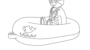 Coloriage Le bateau et son capitaine Playmobil 123