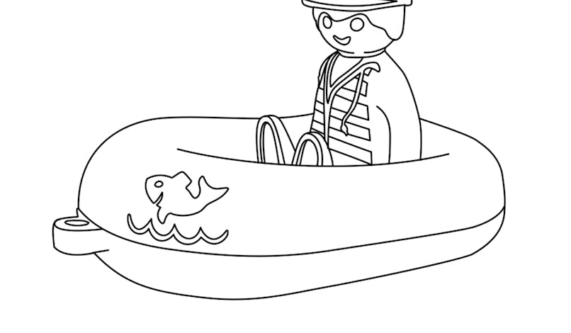Coloriage Le bateau et son capitaine Playmobil 123