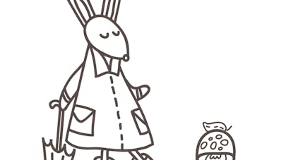 Coloriage du petit lapin et son ciré Coloriage du petit lapin et son ciré