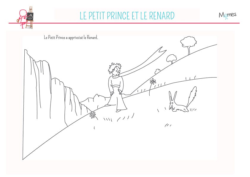 Coloriage le Petit Prince: le Petit Prince et le Renard