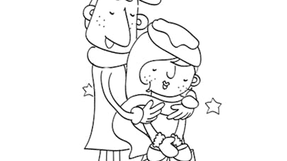 Coloriage Les amoureux de Noël Coloriage Les amoureux de Noël