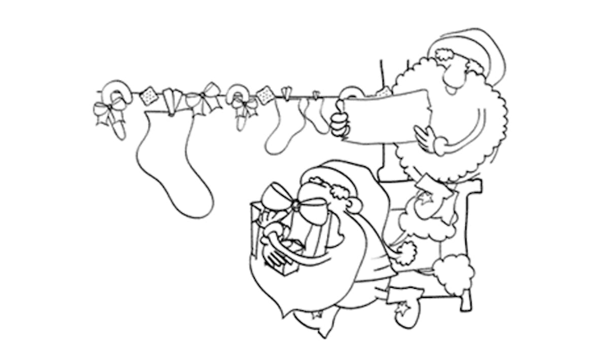 Coloriage Les deux lutins du Père Noël | MOMES.net Coloriage Les deux lutins du Père Noël | MOMES.net