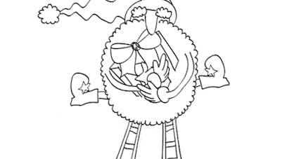 Coloriage lutin avec un cadeau Coloriage lutin avec un cadeau