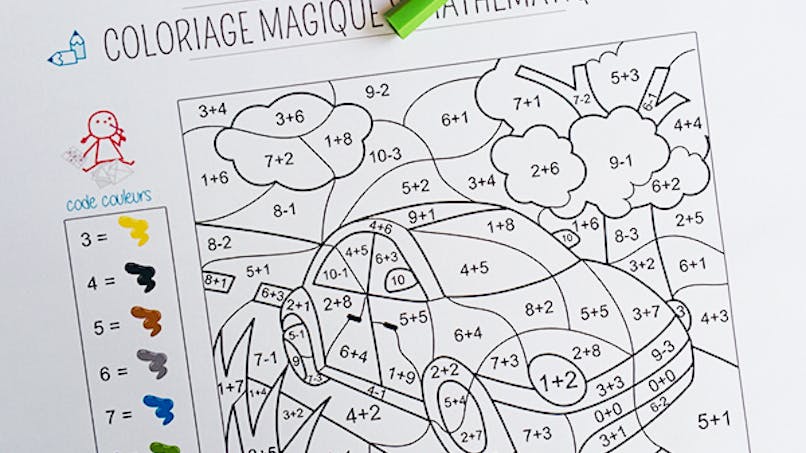 Coloriage magique et mathématique  la voiture  MOMES.net