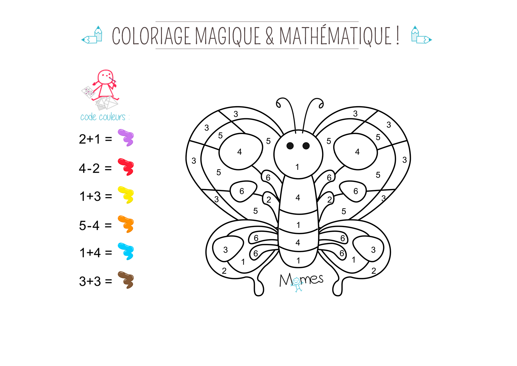 Coloriage Magique Et Mathematique Le Papillon Momes Net
