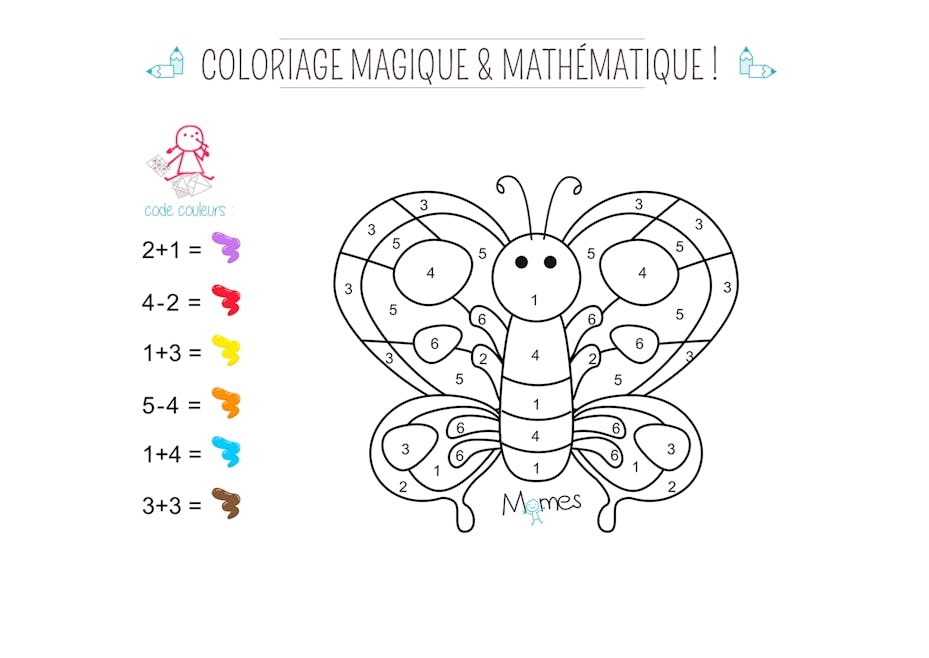 Coloriage magique et mathématique : le papillon