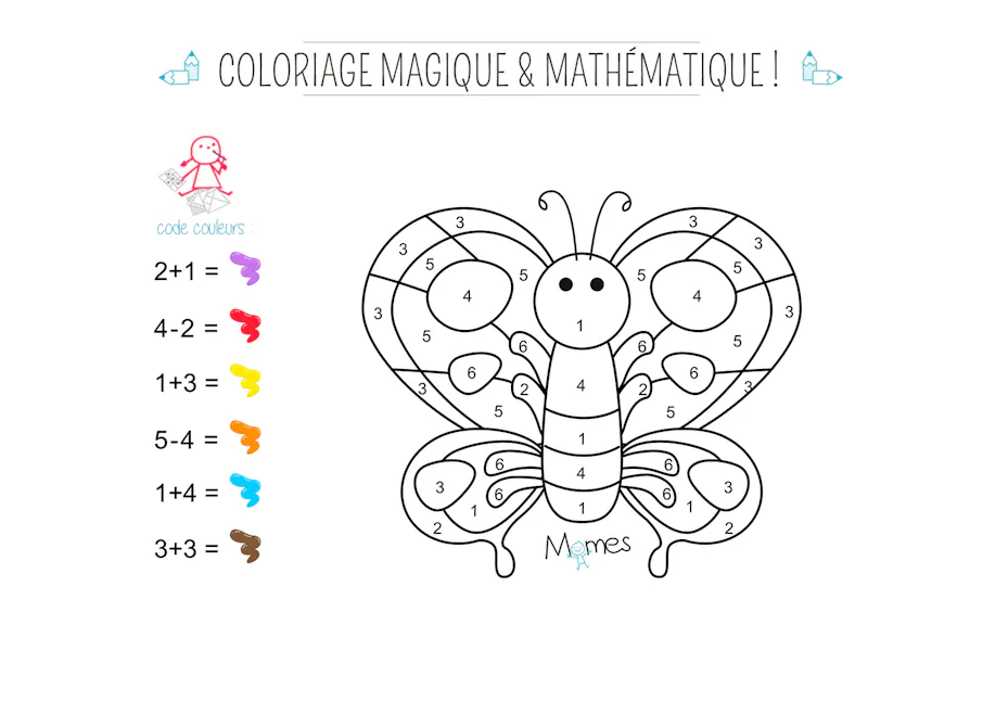 Coloriage Magique Et Mathematique Le Papillon Momes Net Coloriage Magique Et Mathematique Le Papillon Momes Net