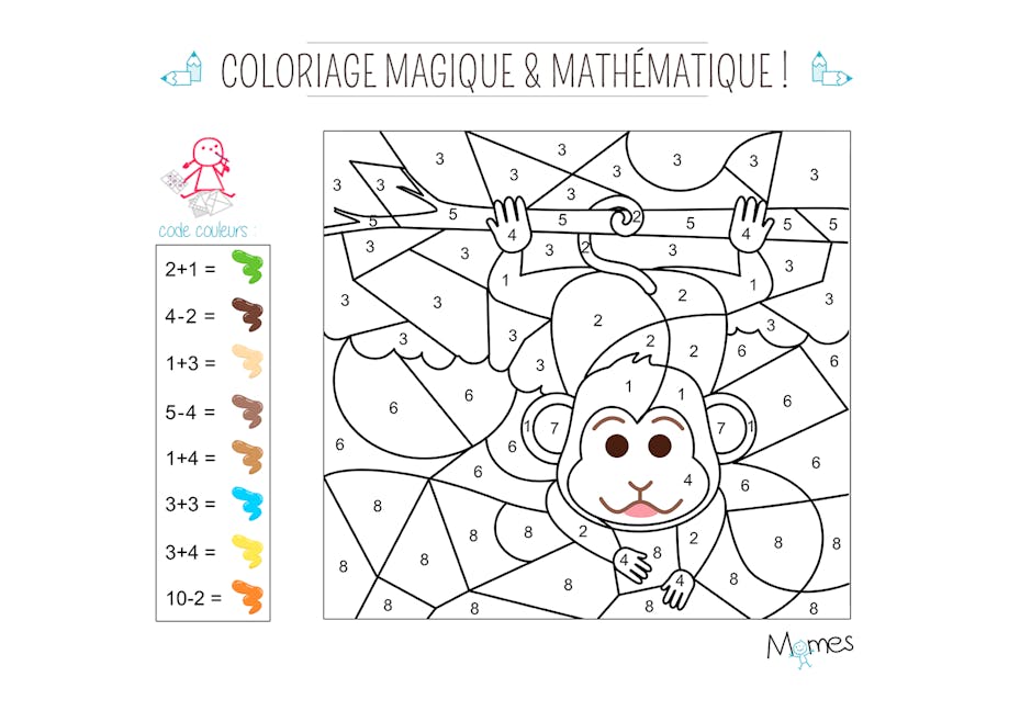 Coloriage magique et mathématique : le singe