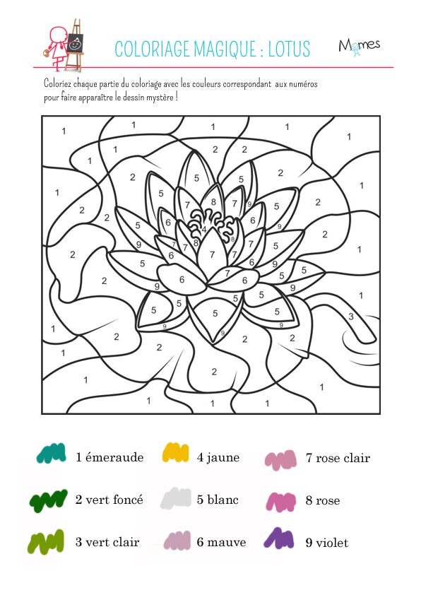 Coloriage Magique Le Lotus Momes Net