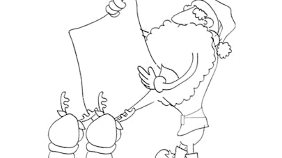Coloriage Père Noël et ses rennes Coloriage Père Noël et ses rennes
