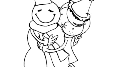 Coloriage petite fille et bonhomme de neige Coloriage petite fille et bonhomme de neige