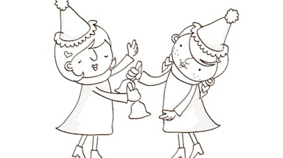 Coloriage petites filles avec des clochettes Coloriage petites filles avec des clochettes