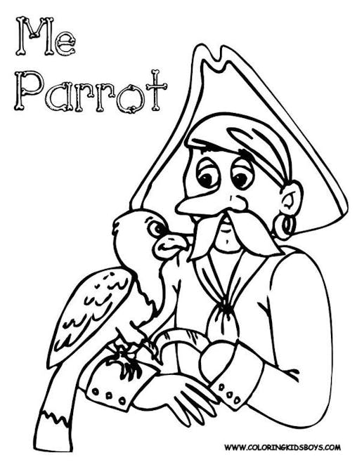 Coloriage un pirate et son perroquet