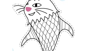 Coloriage poisson d'avril : le poisson chat
