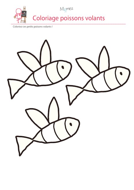 Coloriage poisson d'avril : les poissons volants