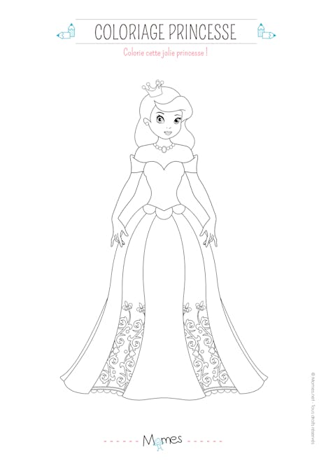Coloriage princesse longue robe