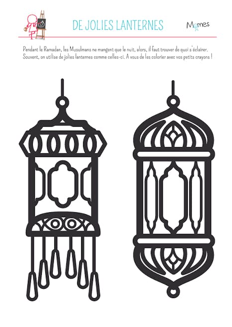 Coloriage Ramadan : de jolies lanternes