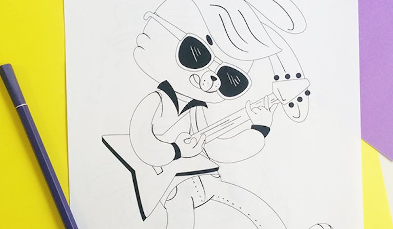 Coloriage Rock'n'roll Bunny