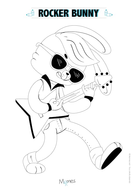 Coloriage Rock'n'roll Bunny