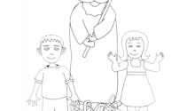 Coloriage Saint Nicolas et les enfants