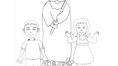 Coloriage Saint Nicolas et les enfants Coloriage Saint Nicolas et les enfants