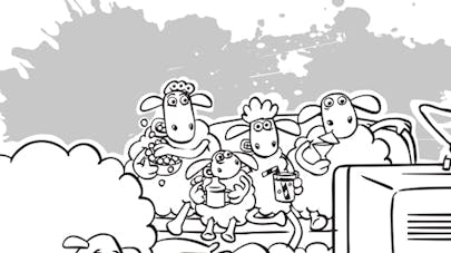 Coloriage Shaun regarde la télé Coloriage Shaun regarde la télé