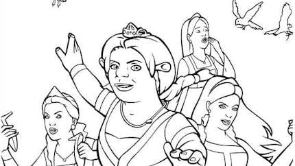 Coloriage Shrek: Fiona et les princesses