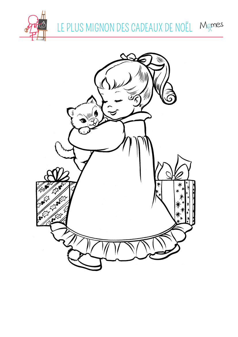 Coloriage Un Chaton A Noel Momes Net