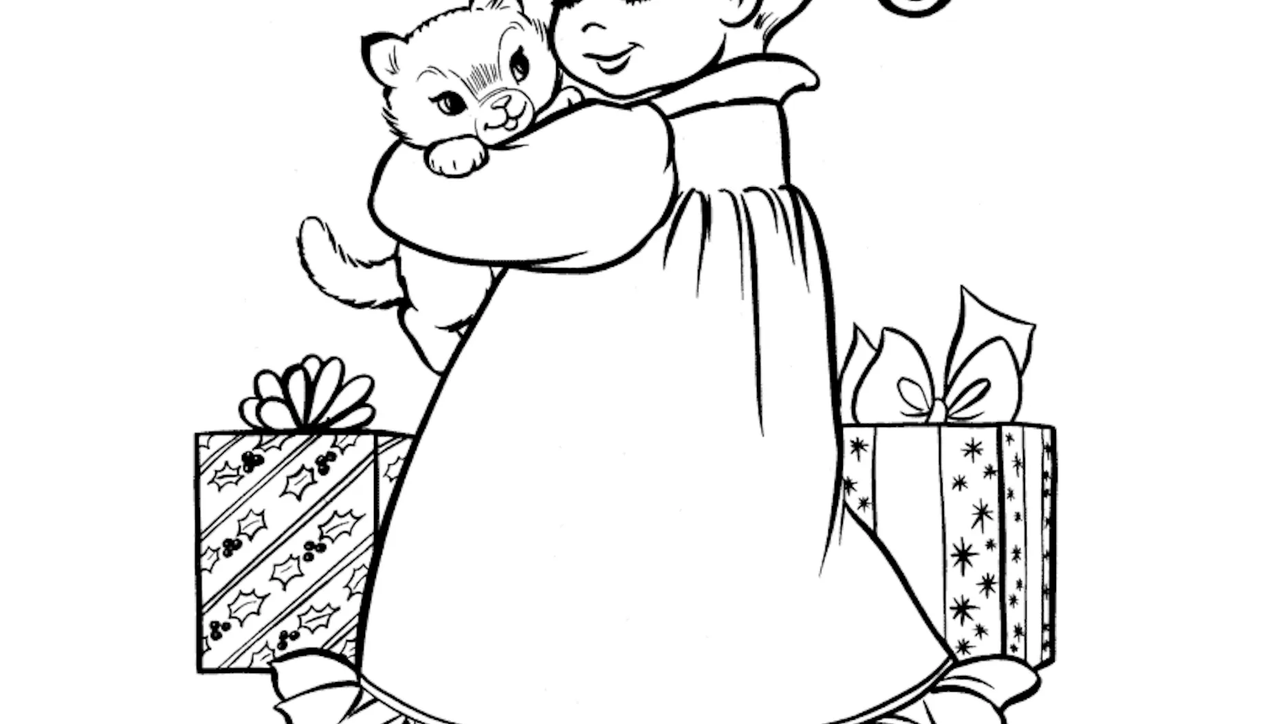 Coloriage un chaton à Noël | MOMES.net