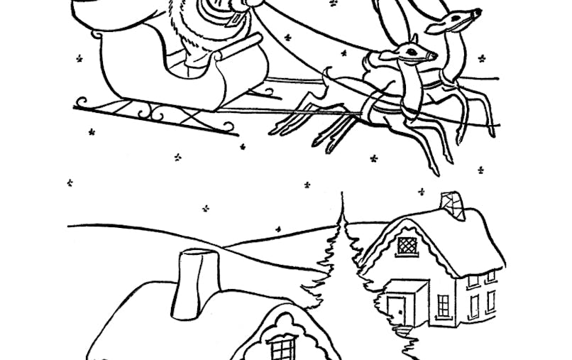 Coloriage village de Noël et Père Noël | MOMES.net Coloriage village de Noël et Père Noël | MOMES.net