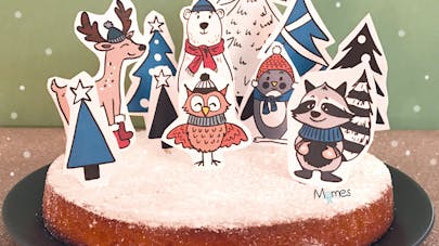 Noël décoration gâteau animaux des bois et sapins Noël décoration gâteau animaux des bois et sapins