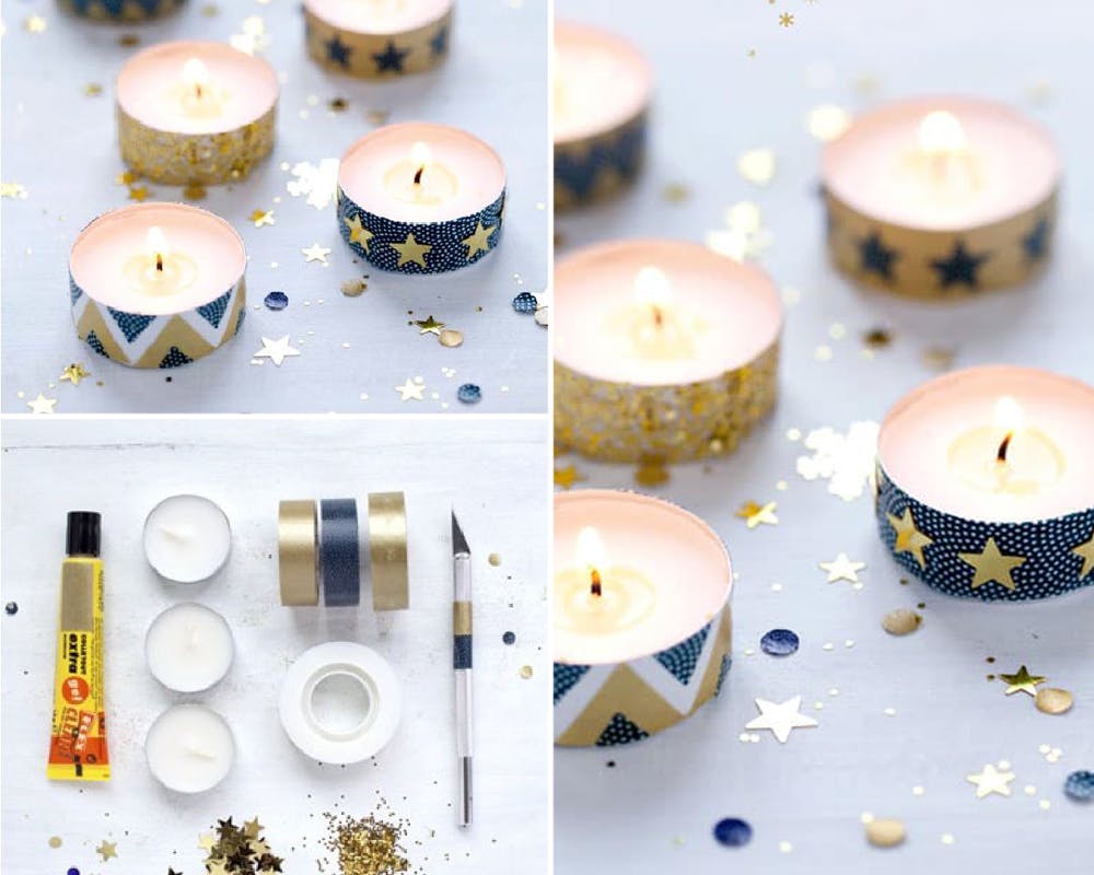idées décorations Noël rapides simples faciles
        dernière minute bougies Masking Tape