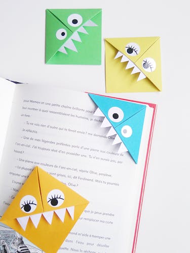 DIY origami : marque page en forme de petits monstres