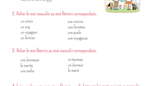 Exercice de grammaire : noms féminins et masculins