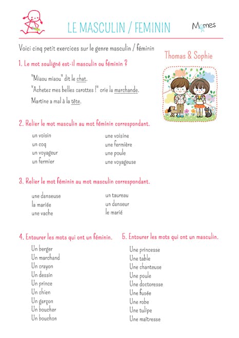 Exercice De Grammaire Noms Feminins Et Masculins Momes Net Exercice De Grammaire Noms Feminins Et Masculins Momes Net