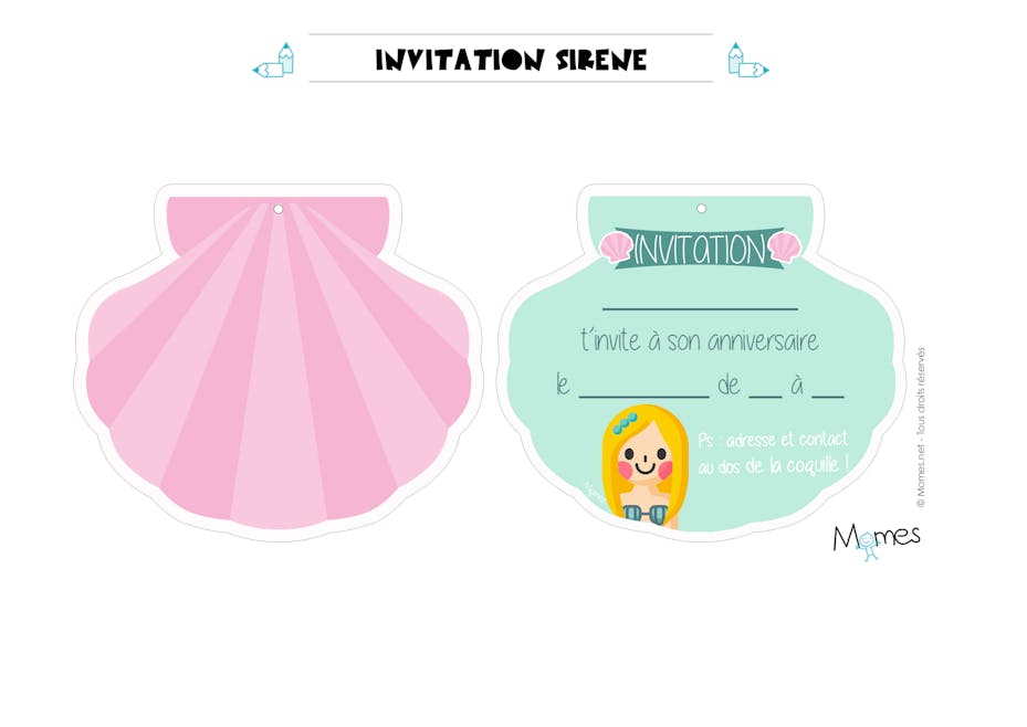 Invitation Anniversaire Sirene Momes Net