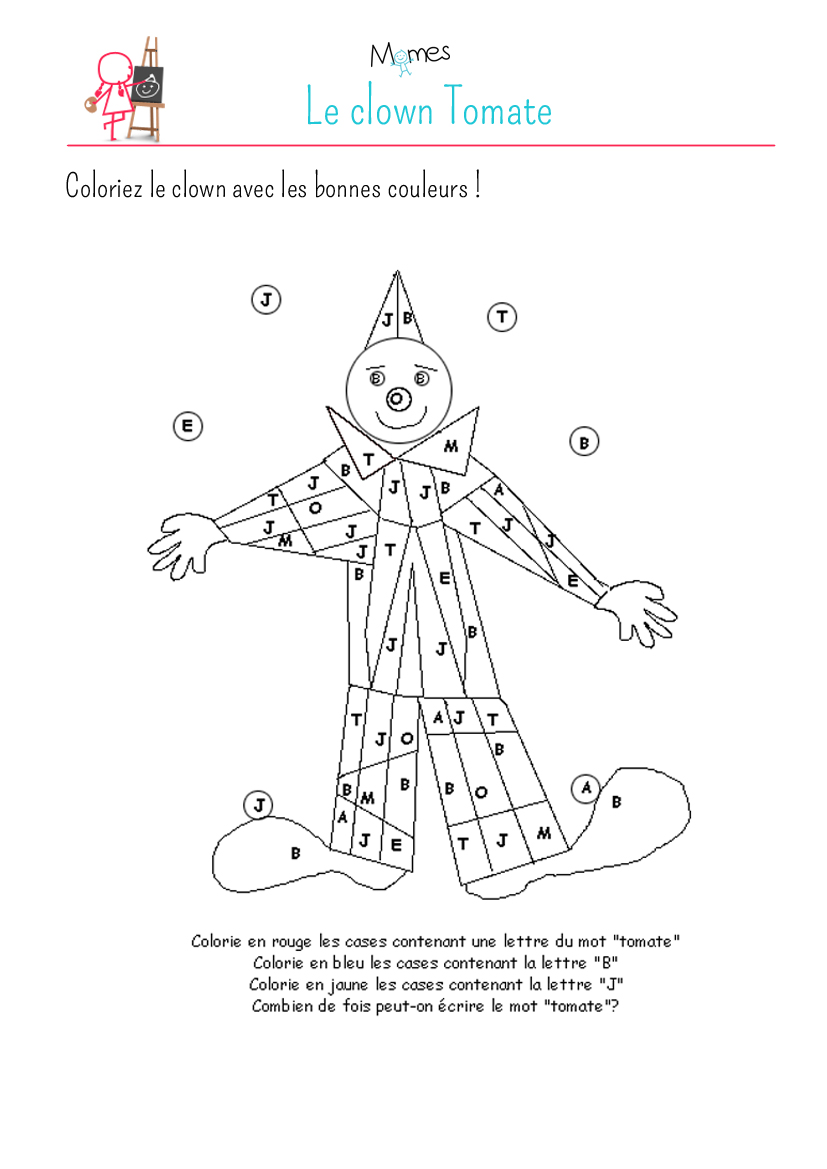 Coloriage Magique Clown Apprendre Les Mots Momes Net