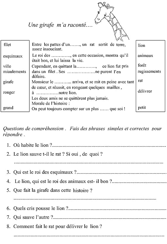 Le Lion Et Le Rat Exercice De Lecture Momes Net