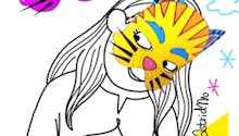 Le masque de chat tigré à colorier