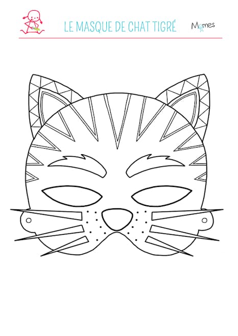Le Masque De Chat Tigre A Colorier Momes Net Le Masque De Chat Tigre A Colorier Momes Net