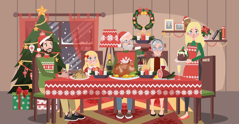 Illustration repas de famille Noël