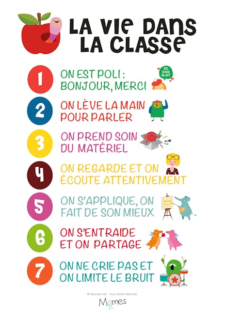 Poster Les Regles De Vie En Classe Momes Net
