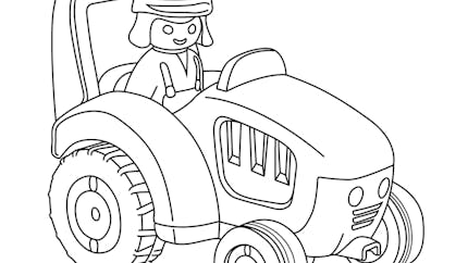 Coloriage Le fermier et le tracteur de Playmobil 123