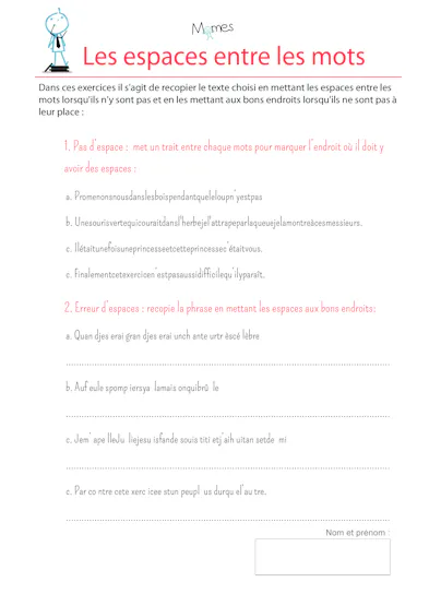 Texte Sans Espace Exercice D criture MOMES Texte Sans Espace Exercice D criture MOMES