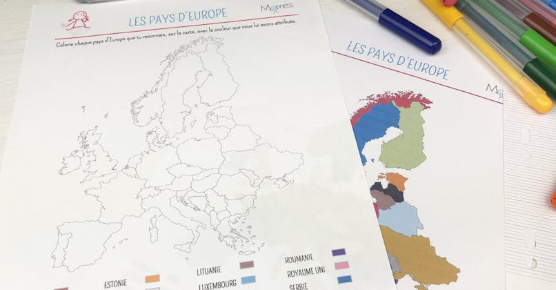 Les pays d'Europe - Carte à colorier