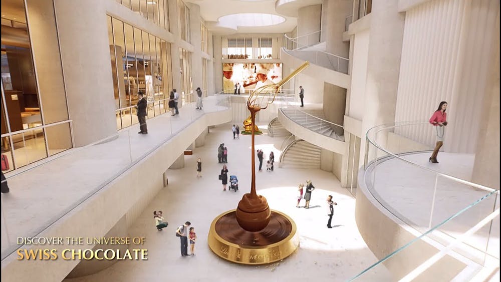 musée du chocolat lindt immense fontaine au chocolat