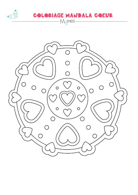 Mandala coeur à colorier (facile)
