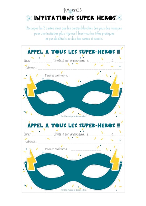 Masques Invitations Anniversaire Super Heros Momes Net Masques Invitations Anniversaire Super Heros Momes Net