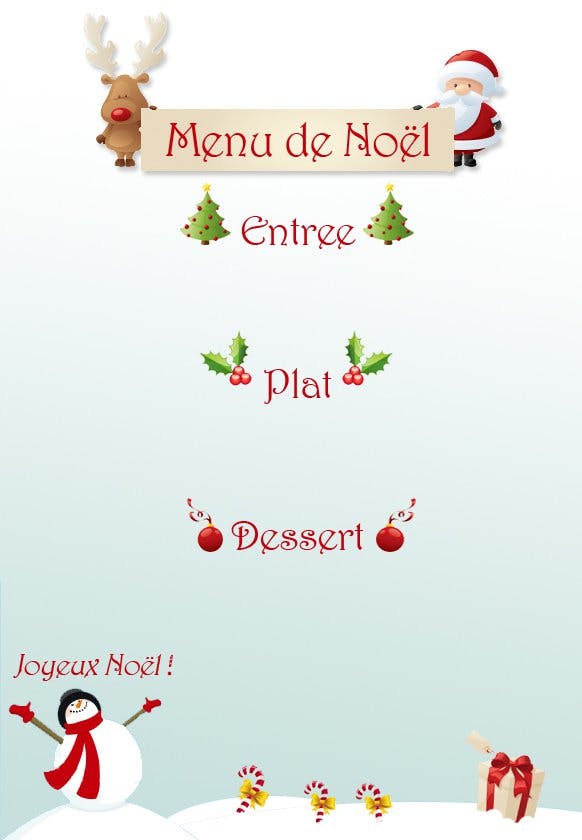 Menu de Noël à imprimer  MOMES